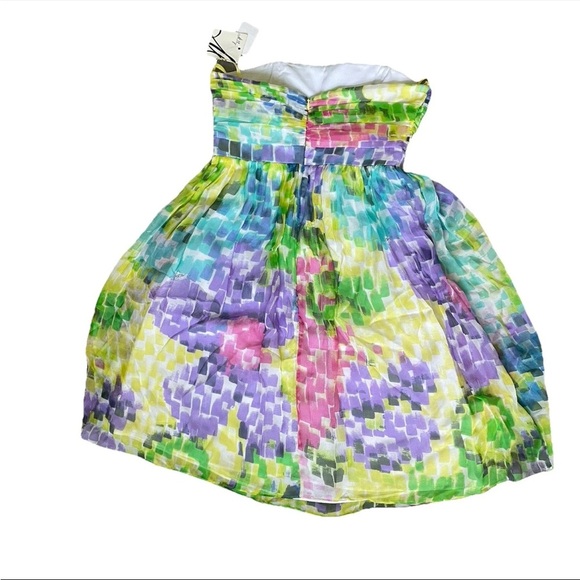 NWT Milly Watercolor Strapless Silk Dress 2 - Picture 5 of 5